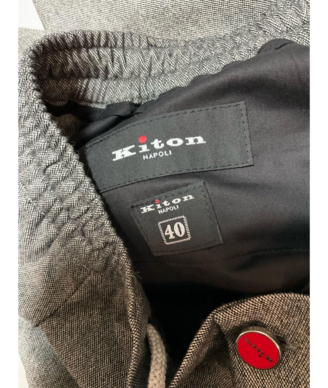 KITON Серые шерстяные повседневные брюки, фото 8