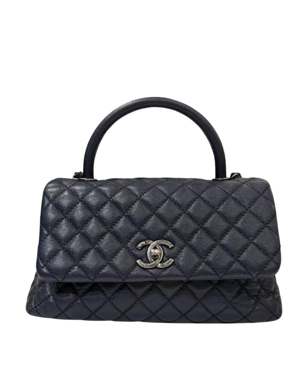 CHANEL Черная кожаная сумка с короткими ручками, фото 1