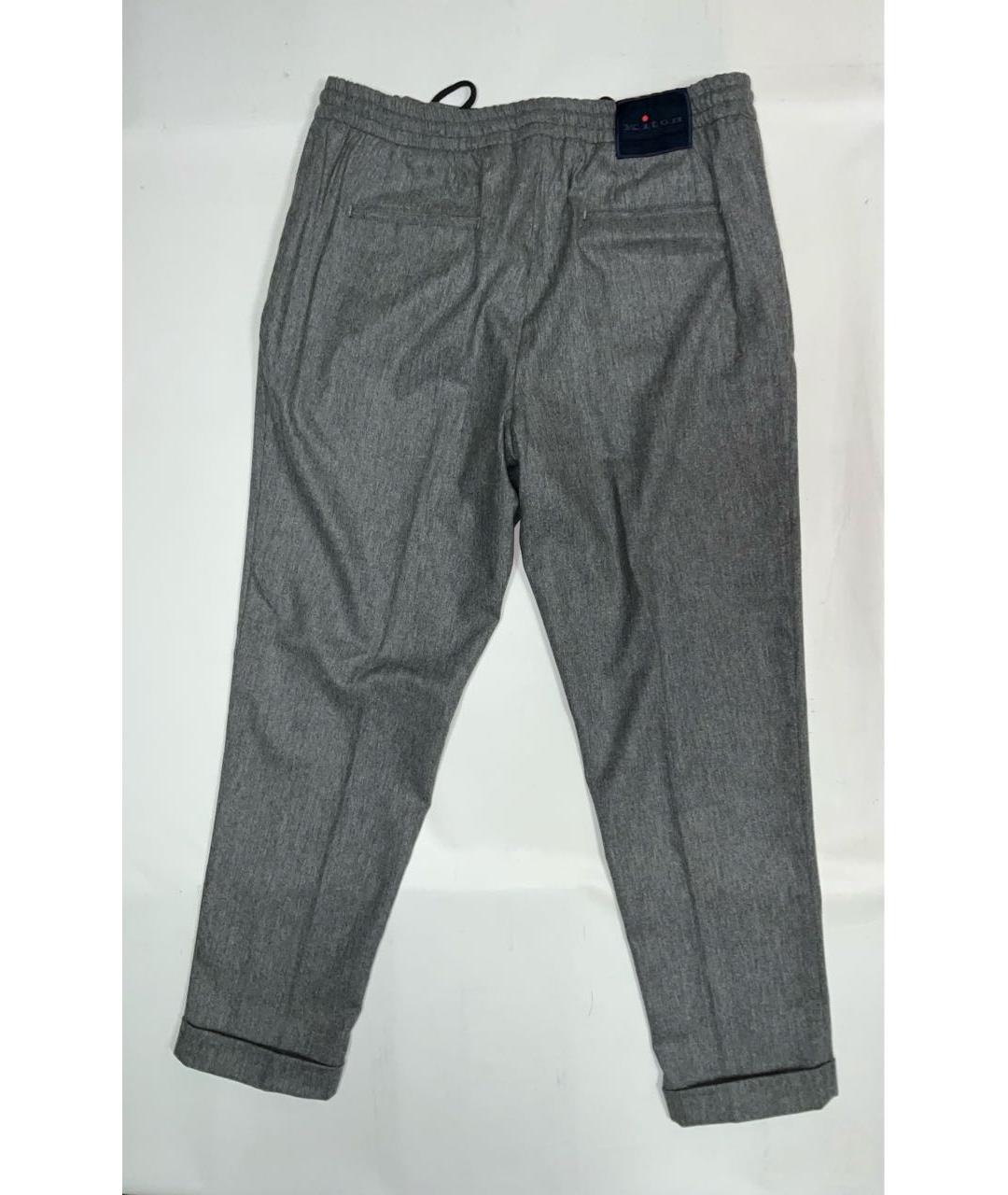 KITON Серые шерстяные повседневные брюки, фото 4