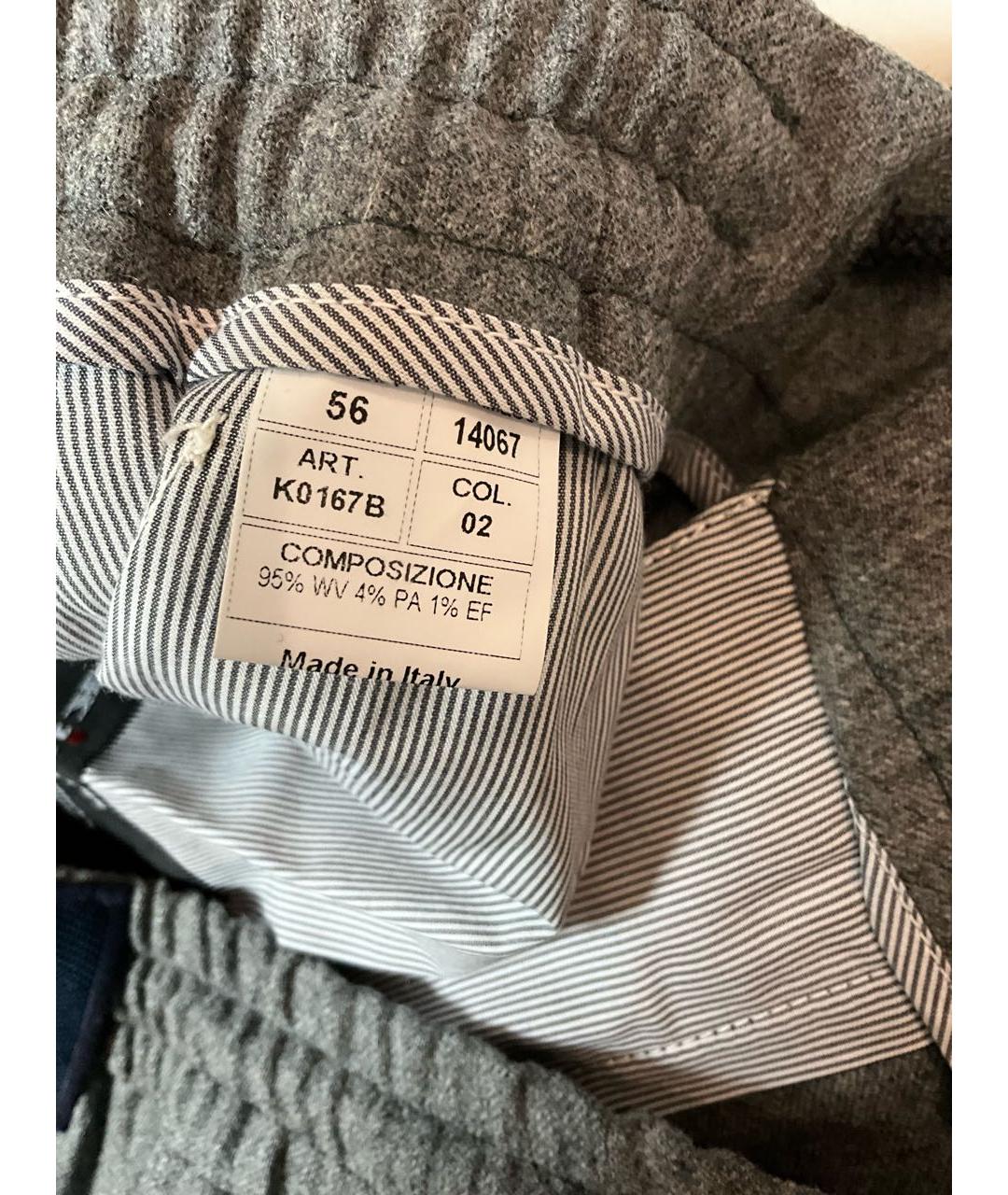KITON Серые шерстяные повседневные брюки, фото 6