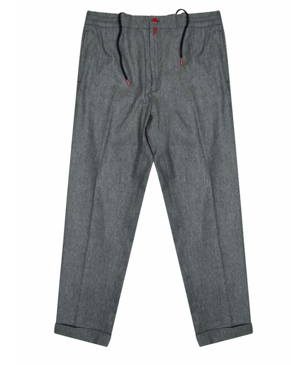 KITON Серые шерстяные повседневные брюки, фото 1