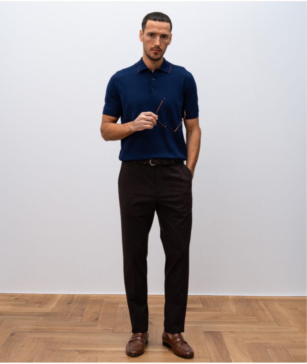 LORO PIANA Коричневые хлопко-эластановые повседневные брюки, фото 7