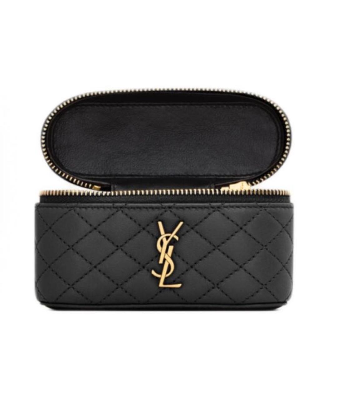 SAINT LAURENT Черная кожаная сумка через плечо, фото 2