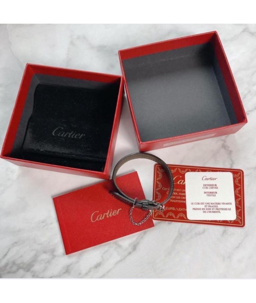CARTIER Черный кожаный браслет, фото 2