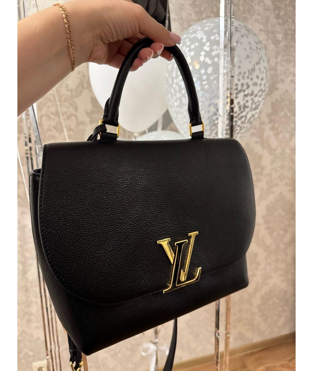 LOUIS VUITTON Черная кожаная сумка с короткими ручками, фото 2