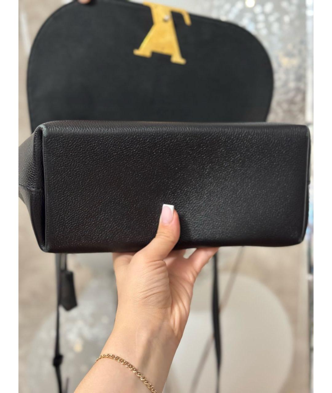 LOUIS VUITTON Черная кожаная сумка с короткими ручками, фото 7