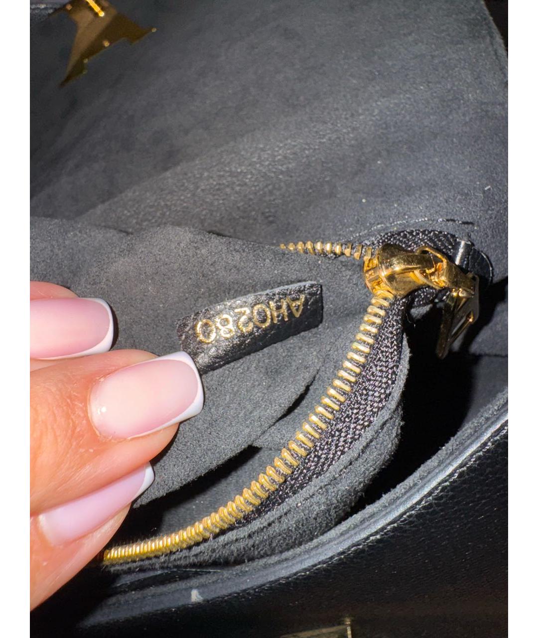 LOUIS VUITTON Черная кожаная сумка с короткими ручками, фото 6