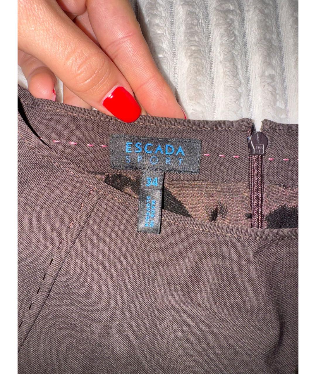 ESCADA Коричневое ацетатное повседневное платье, фото 3