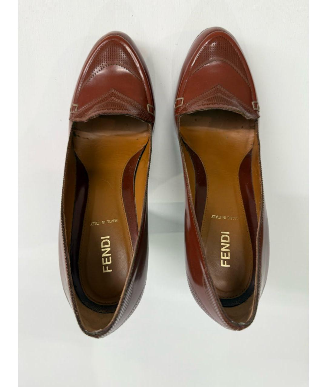 FENDI Коричневые туфли из лакированной кожи, фото 3