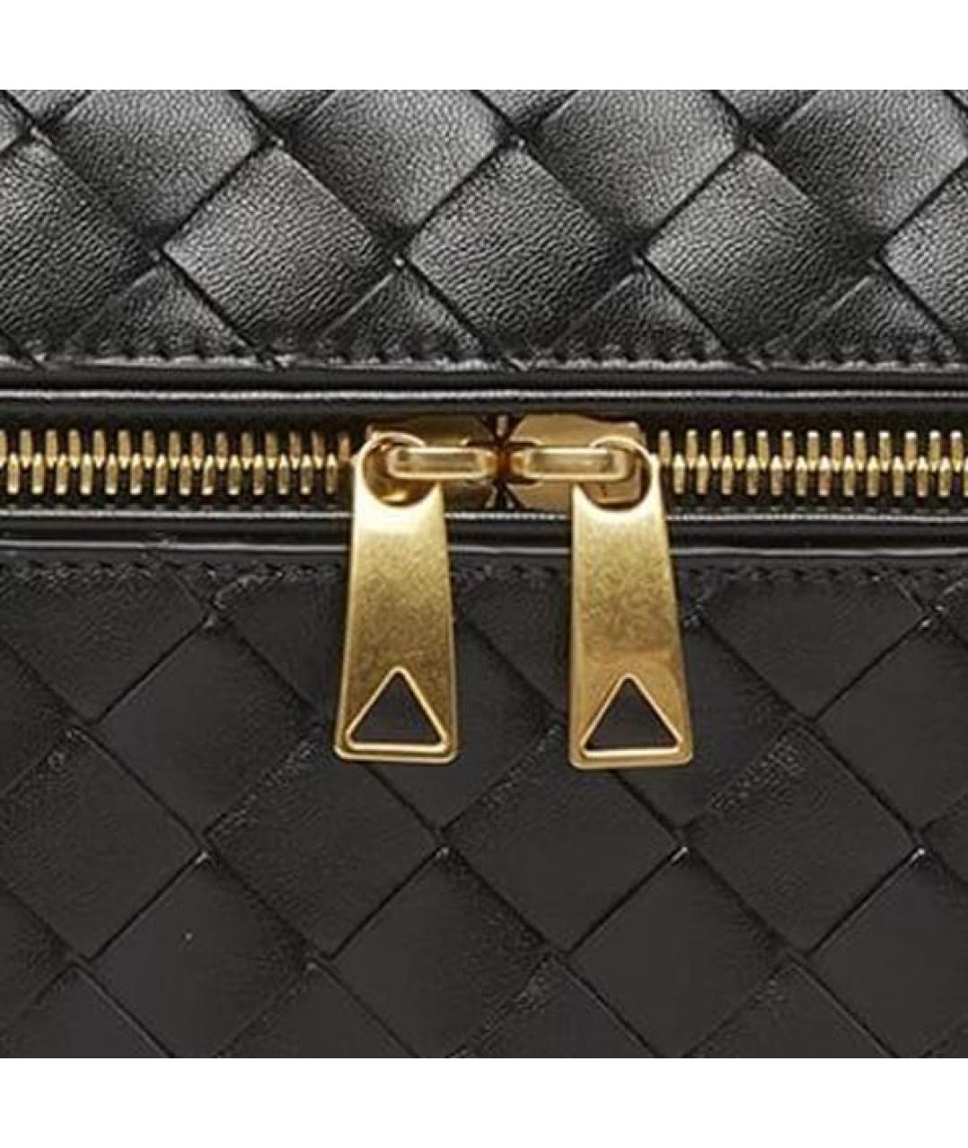 BOTTEGA VENETA Черная кожаная сумка с короткими ручками, фото 4