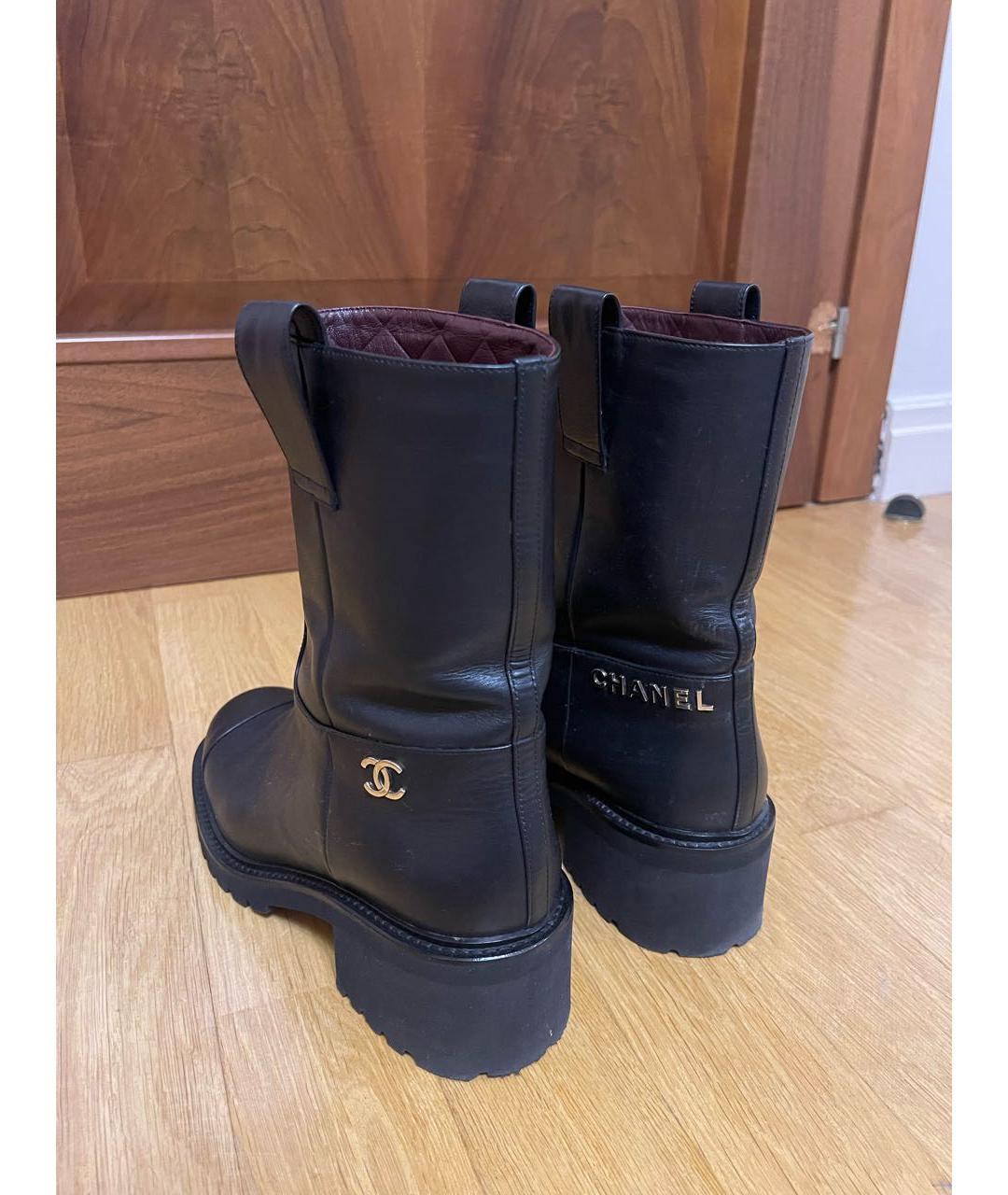 CHANEL Черные кожаные сапоги, фото 3