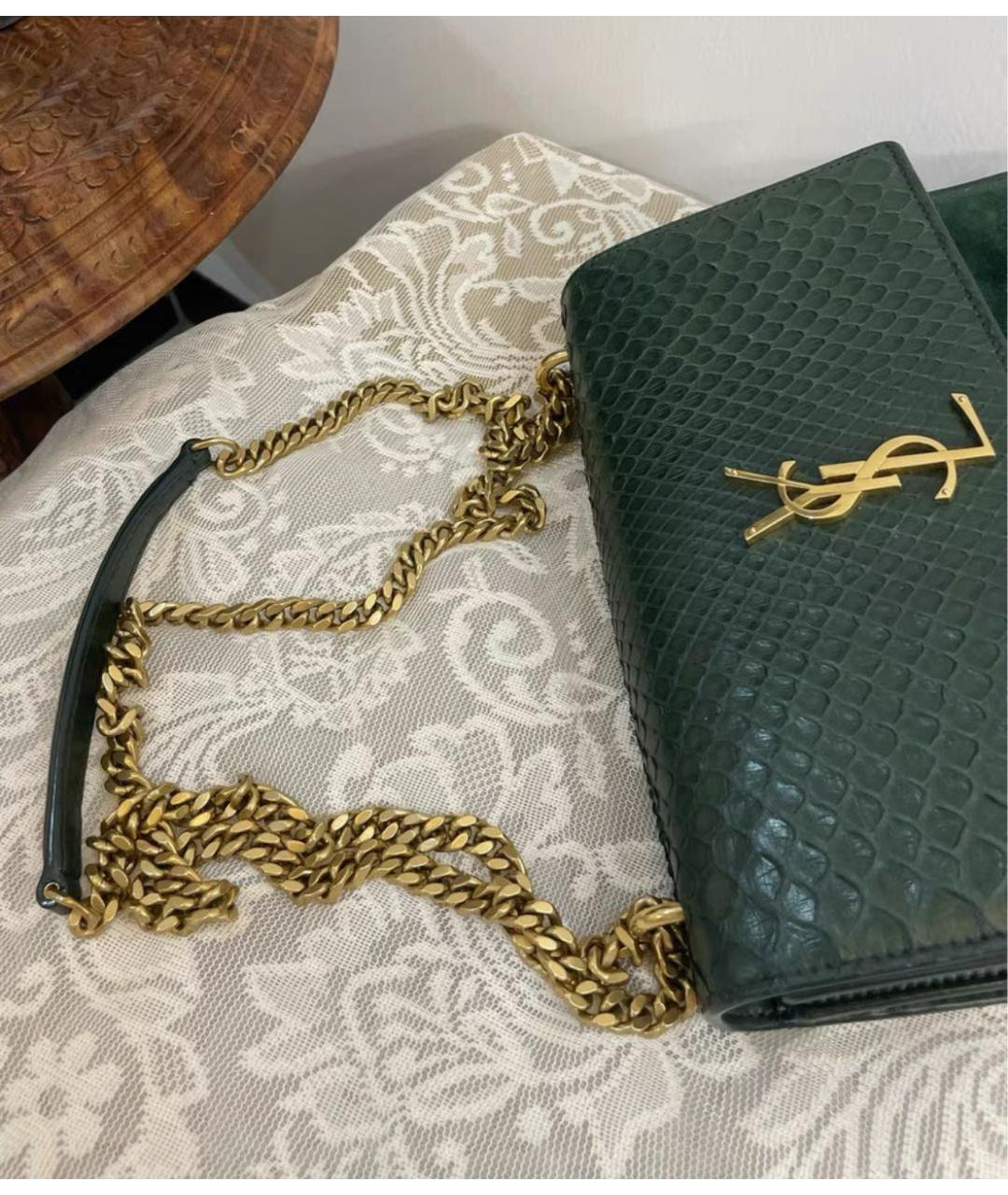 SAINT LAURENT Зеленая кожаная сумка через плечо, фото 4