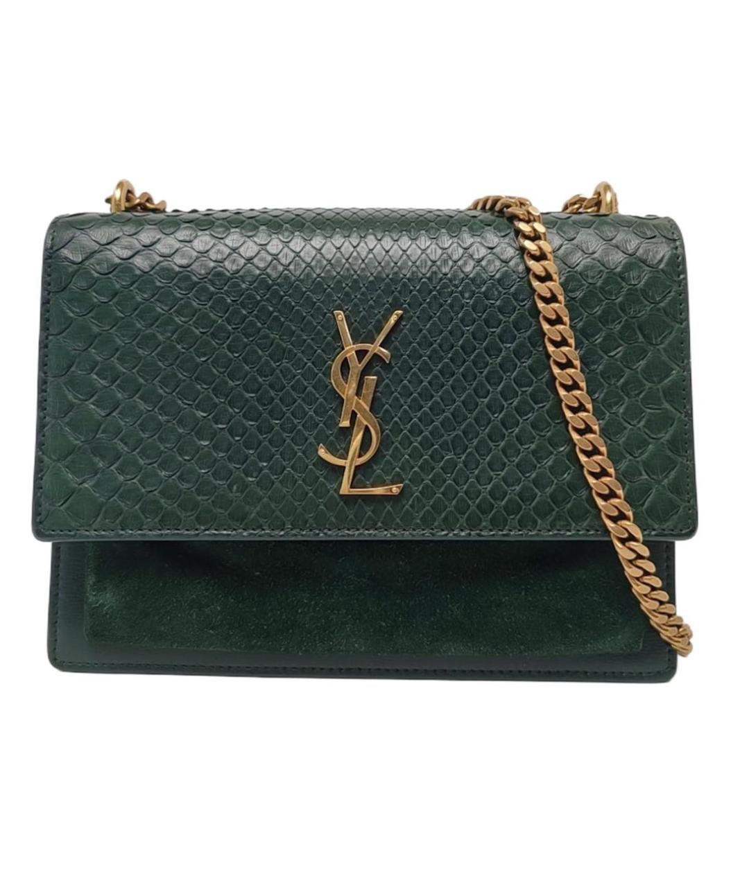 SAINT LAURENT Зеленая кожаная сумка через плечо, фото 1