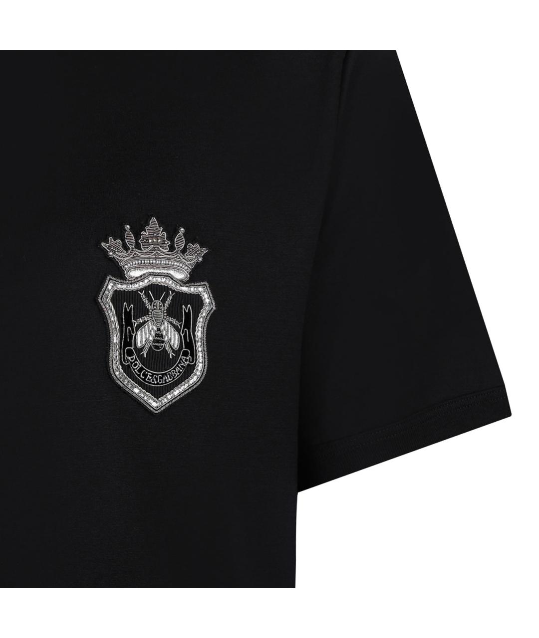 DOLCE&GABBANA Черная хлопковая футболка, фото 4