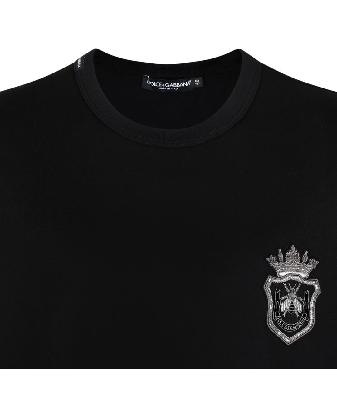 DOLCE&GABBANA Черная хлопковая футболка, фото 3