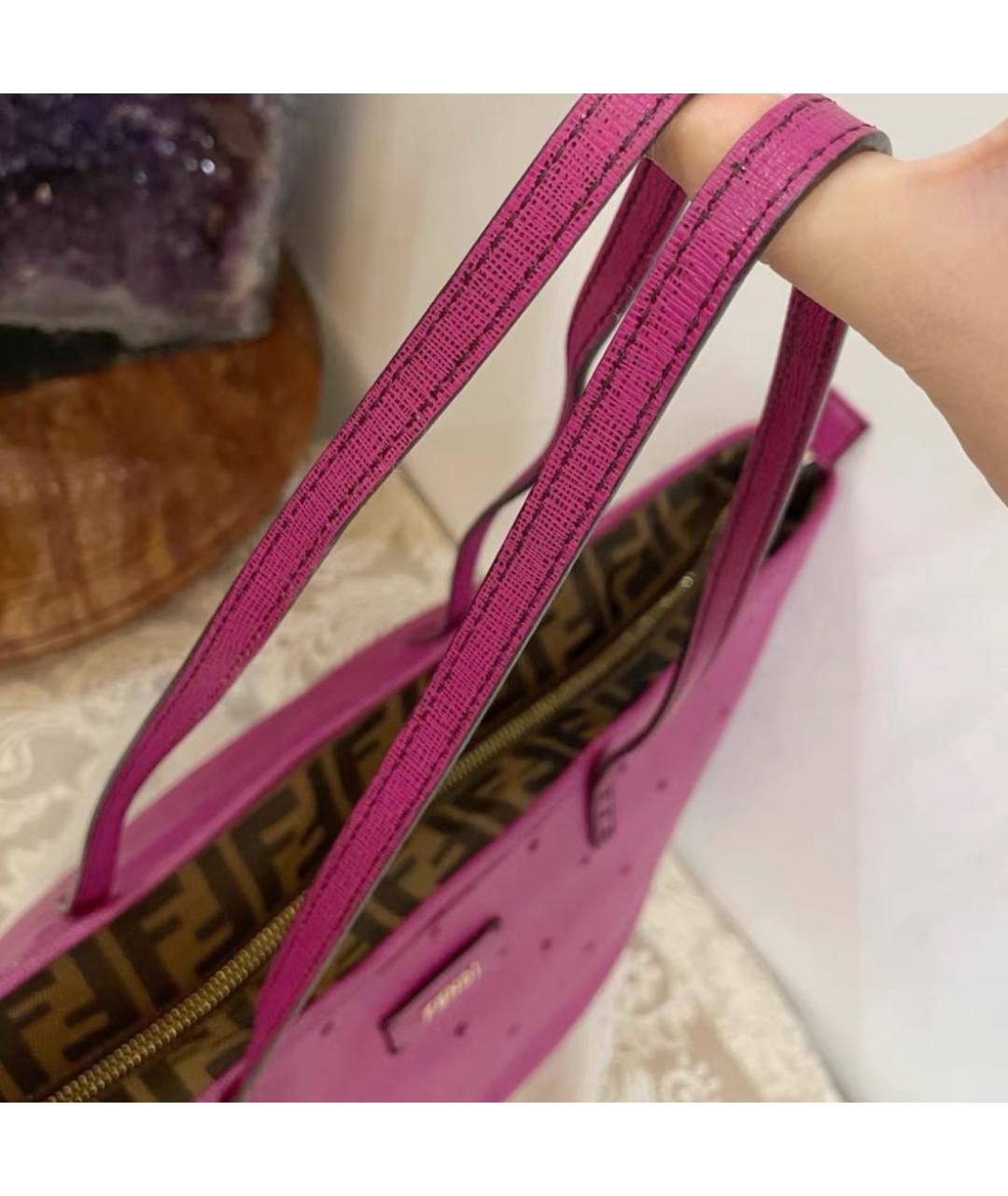FENDI Фиолетовая кожаная сумка тоут, фото 4
