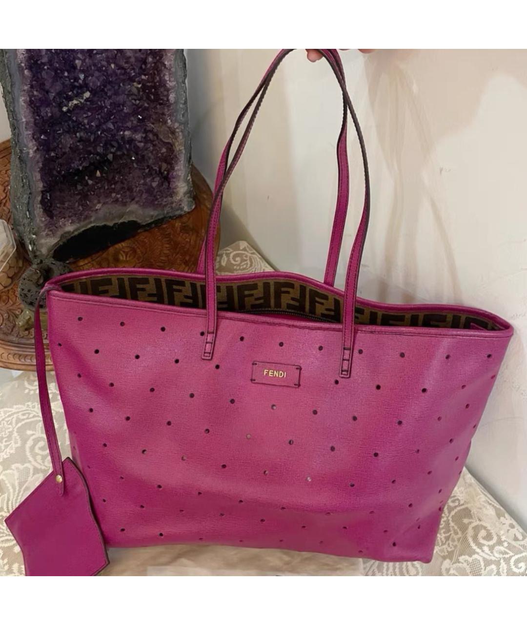 FENDI Фиолетовая кожаная сумка тоут, фото 6