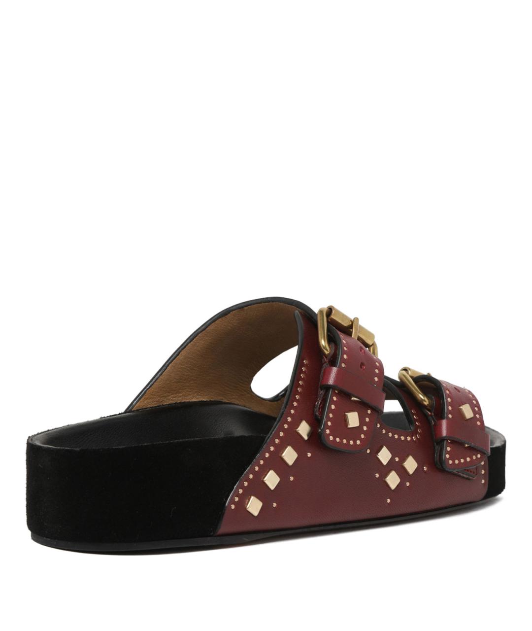 ISABEL MARANT Бордовые кожаные шлепанцы, фото 3
