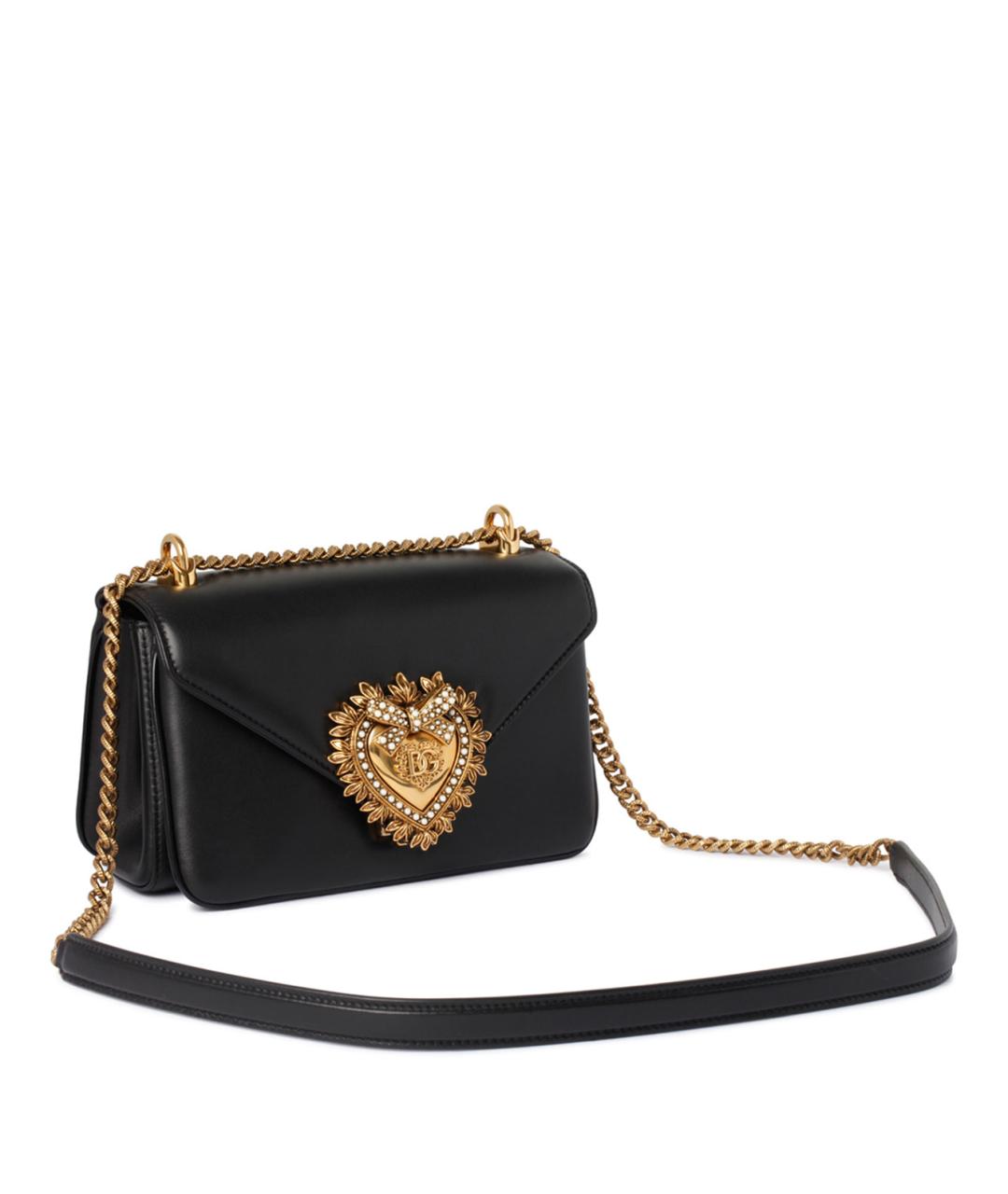 DOLCE&GABBANA Черная кожаная сумка через плечо, фото 3