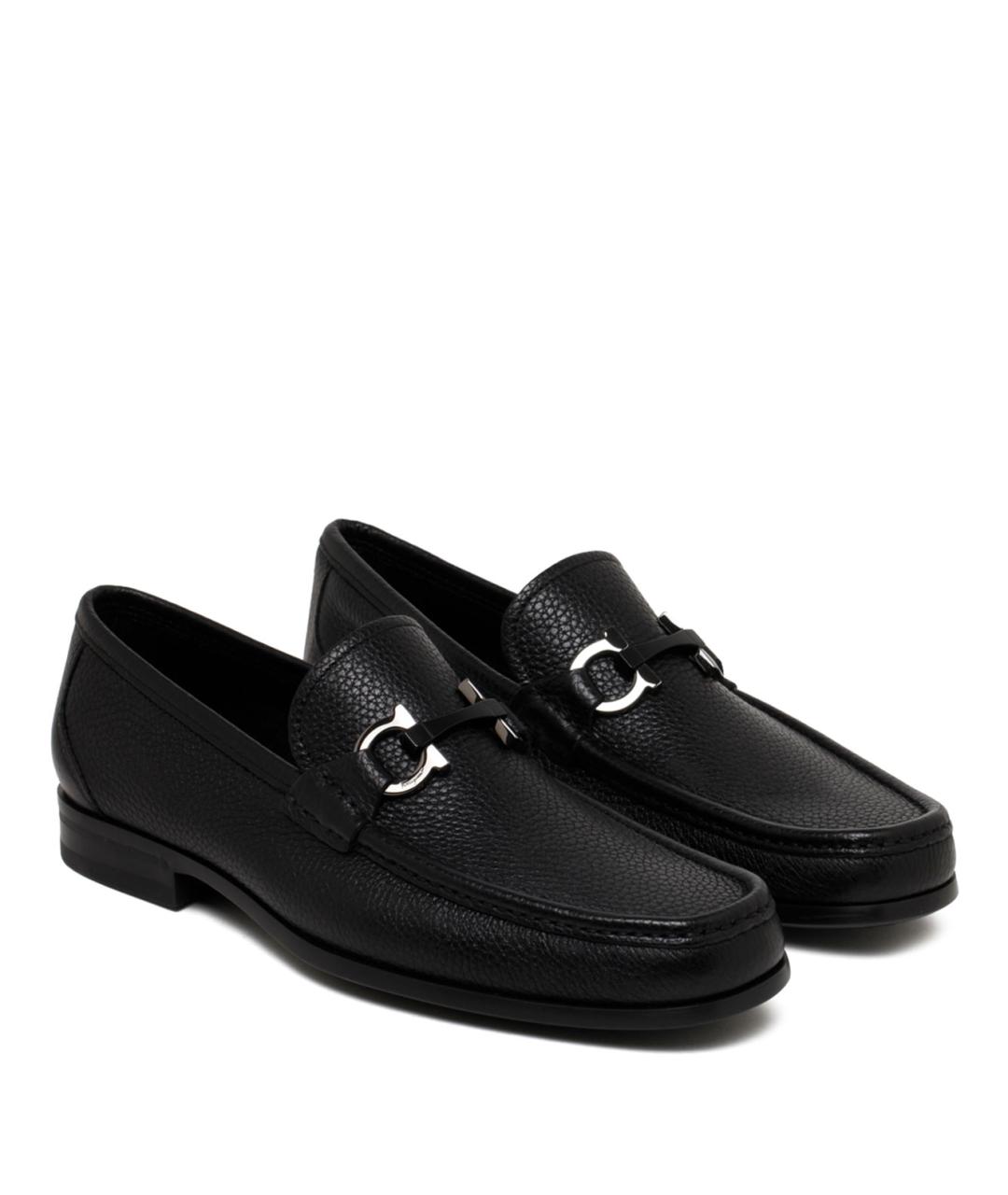 FERRAGAMO Черные кожаные лоферы, фото 2