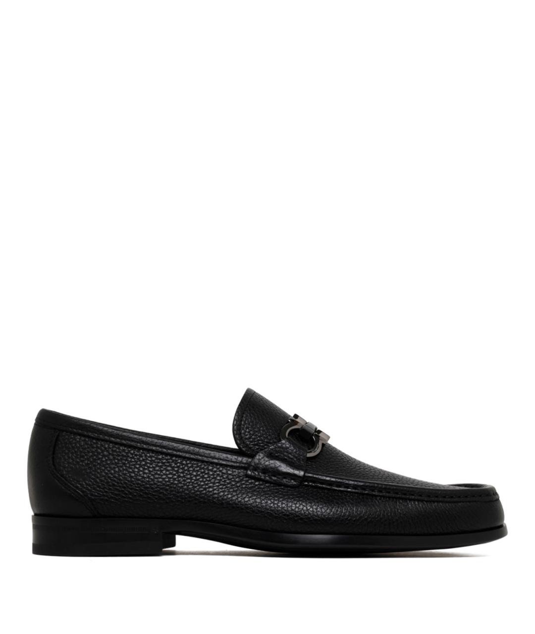 FERRAGAMO Черные кожаные лоферы, фото 1