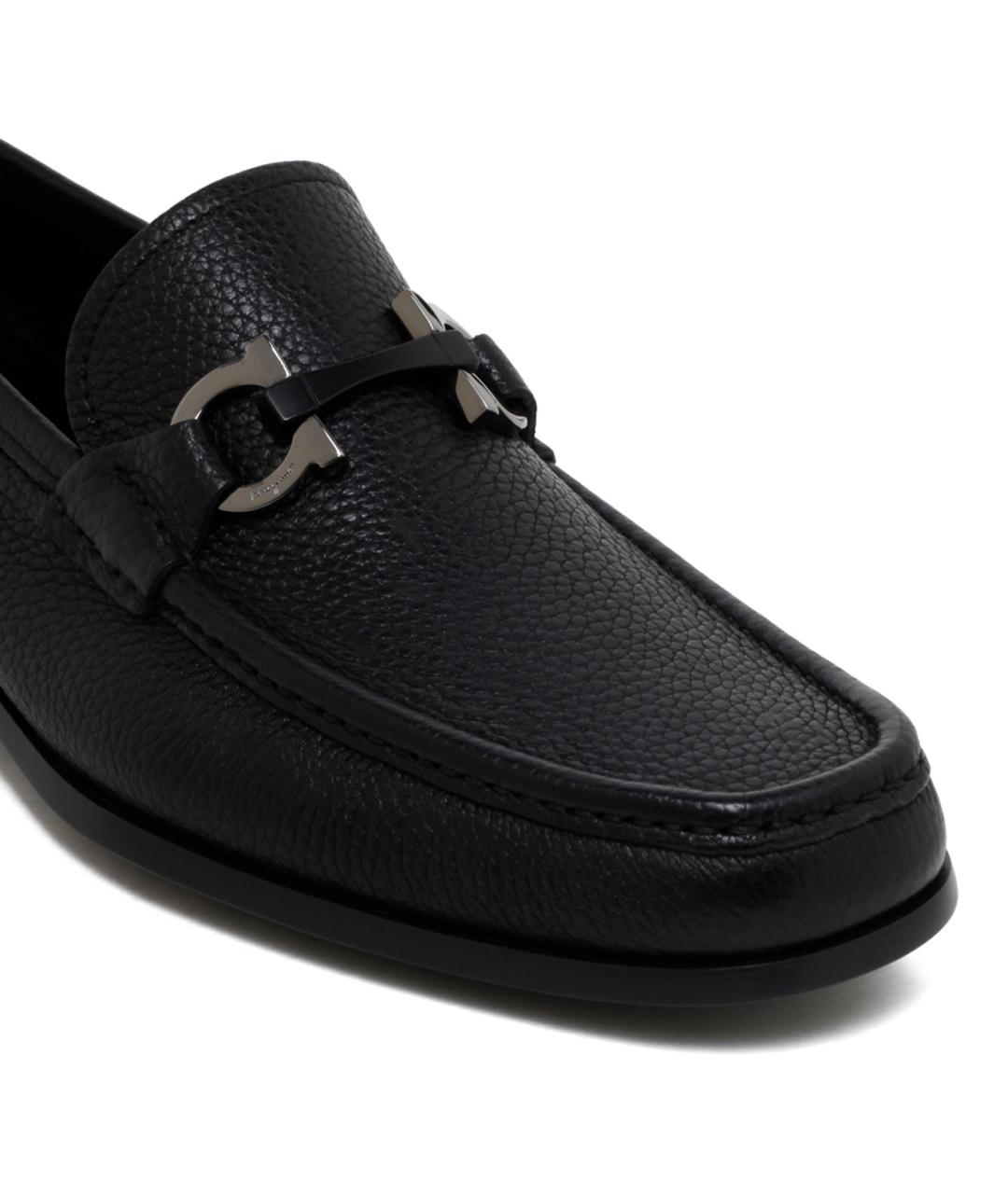 FERRAGAMO Черные кожаные лоферы, фото 4