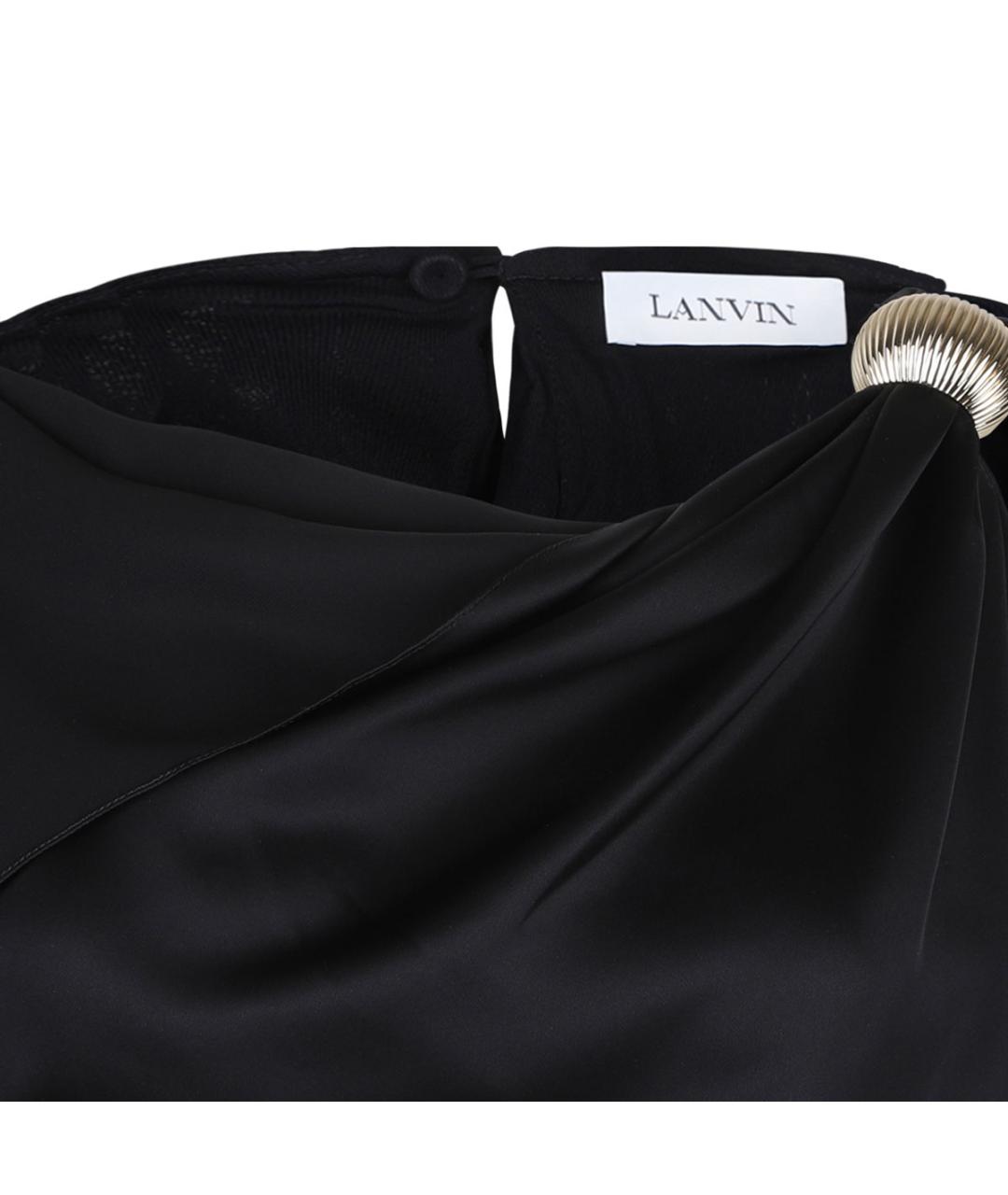 LANVIN Черное шелковое повседневное платье, фото 3