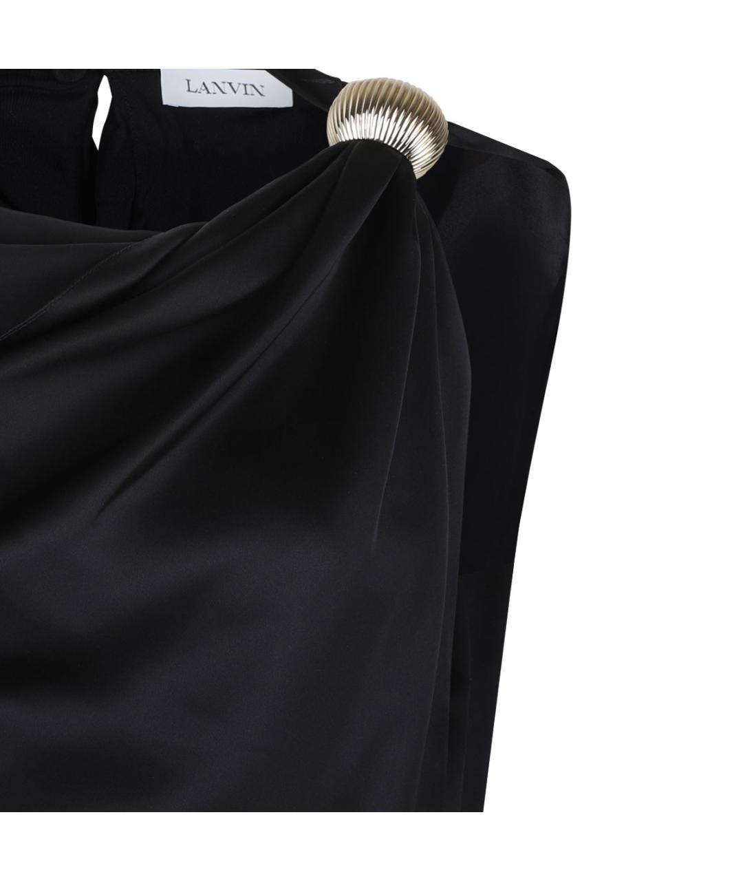 LANVIN Черное шелковое повседневное платье, фото 4