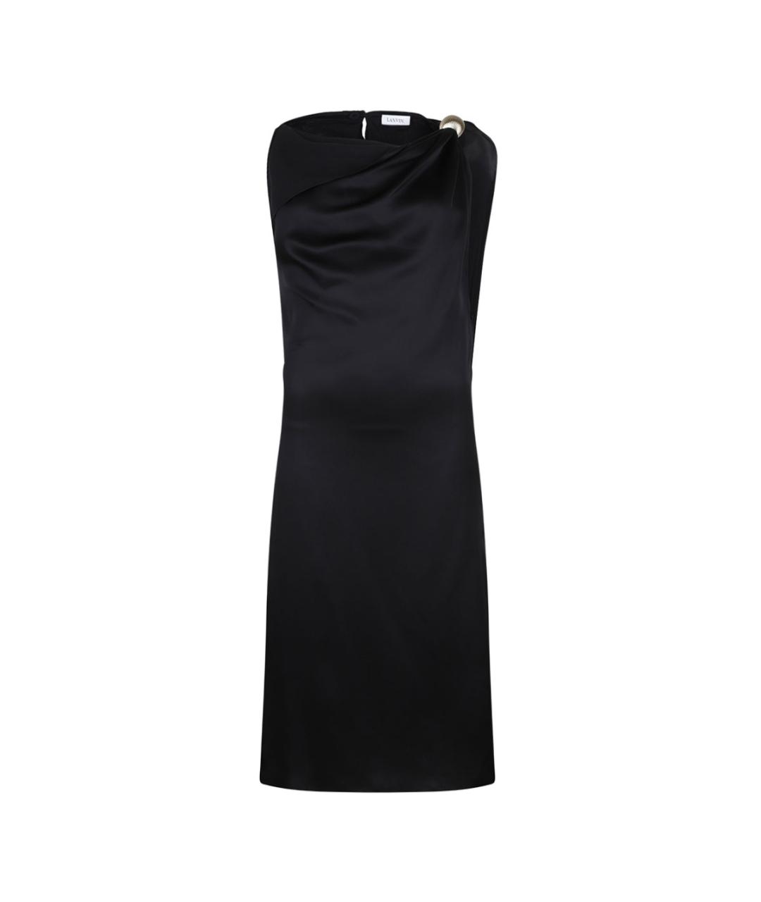 LANVIN Черное шелковое повседневное платье, фото 1