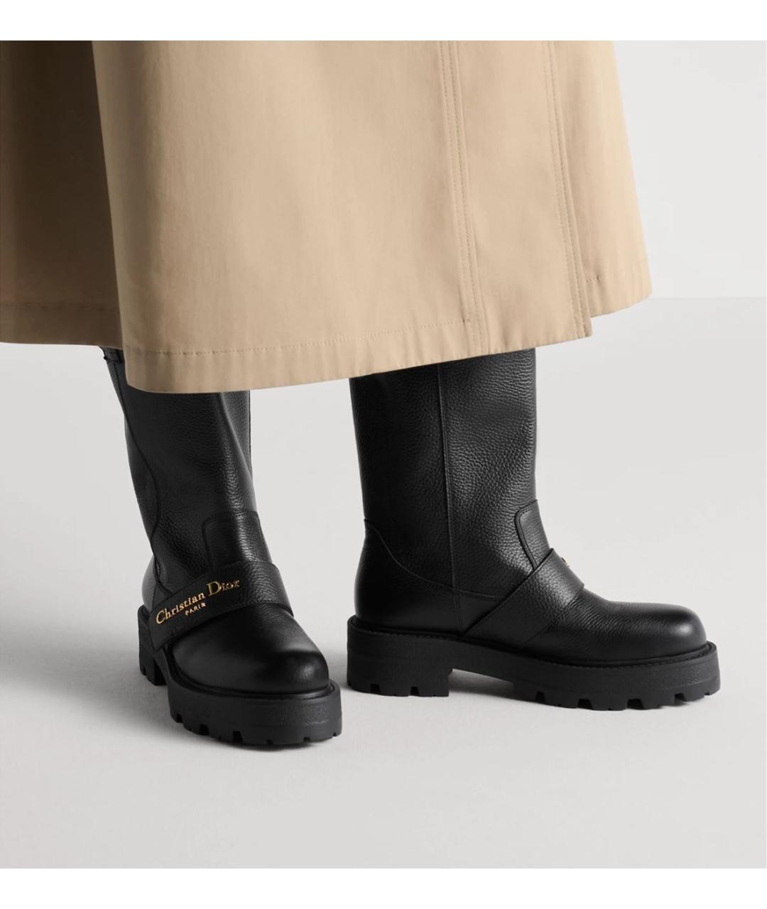 CHRISTIAN DIOR Черные кожаные сапоги, фото 3