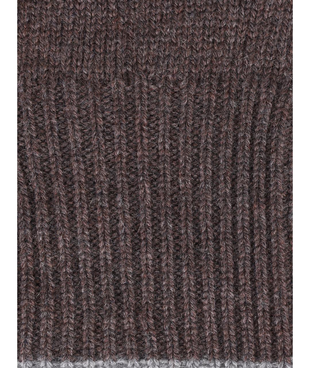 BRUNELLO CUCINELLI Коричневые кашемировые перчатки, фото 3