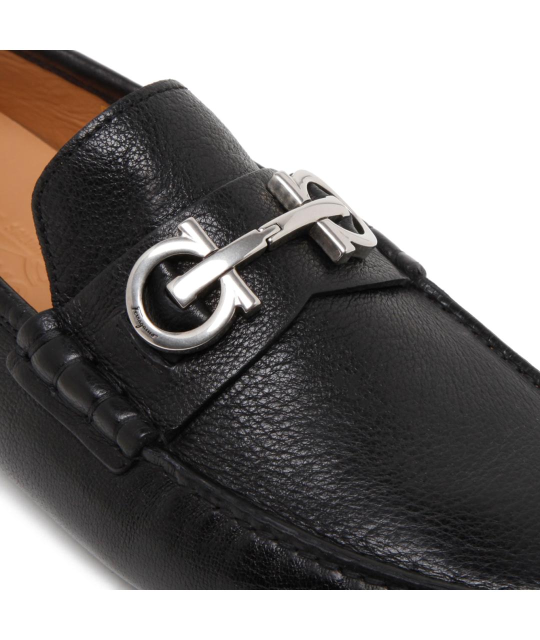 FERRAGAMO Черные кожаные мокасины, фото 4