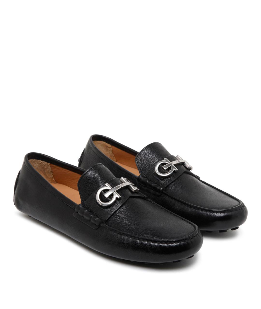 FERRAGAMO Черные кожаные мокасины, фото 2