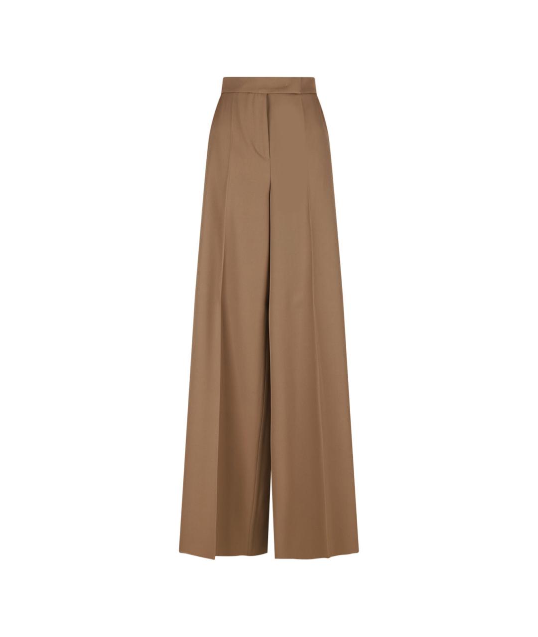 MAX MARA Бежевые шерстяные прямые брюки, фото 1