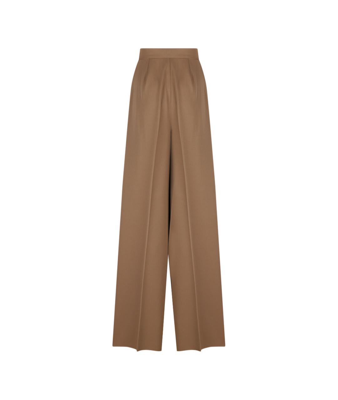 MAX MARA Бежевые шерстяные прямые брюки, фото 2