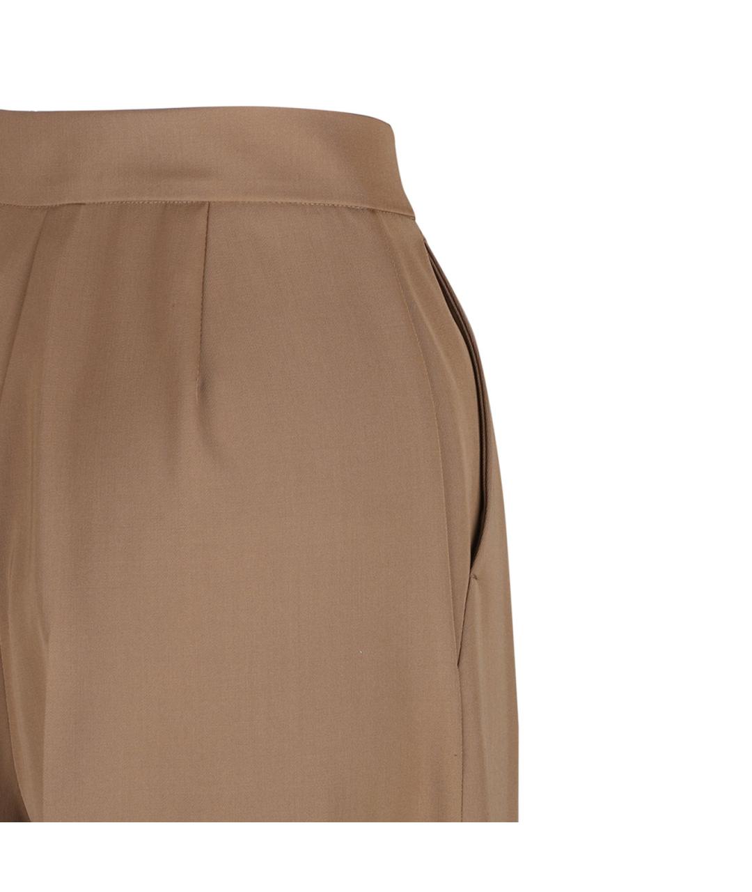 MAX MARA Бежевые шерстяные прямые брюки, фото 4