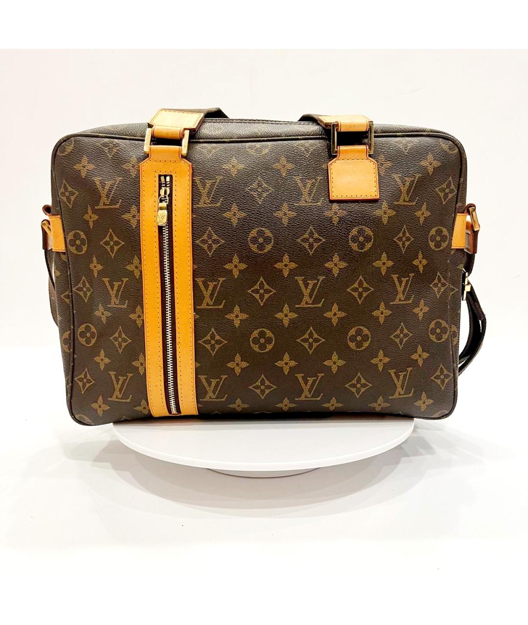 LOUIS VUITTON Коричневый кожаный портфель, фото 2