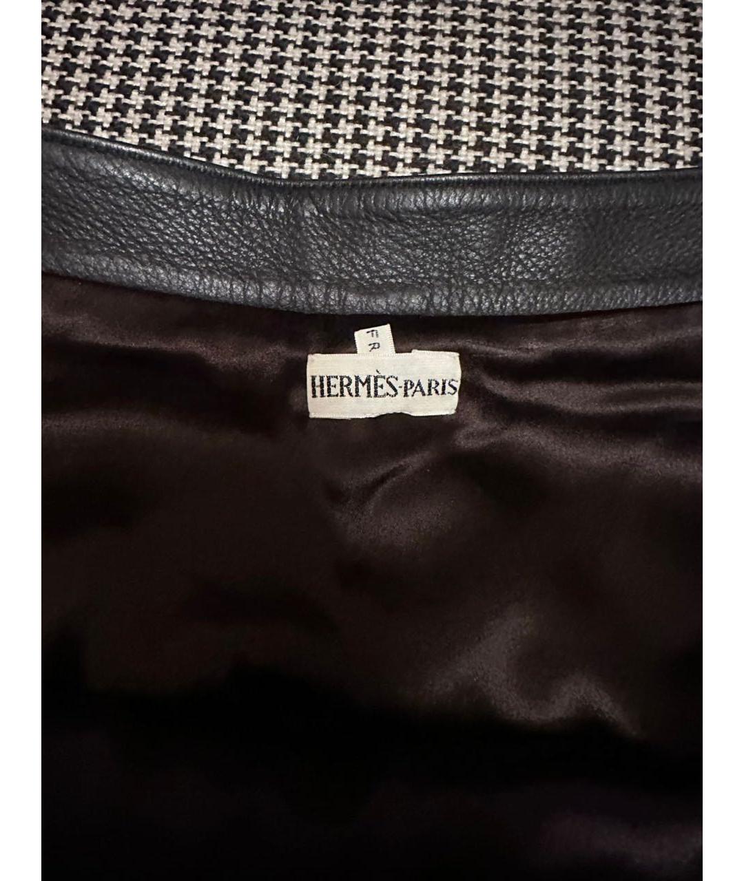 HERMES Коричневая кожаная юбка макси, фото 3