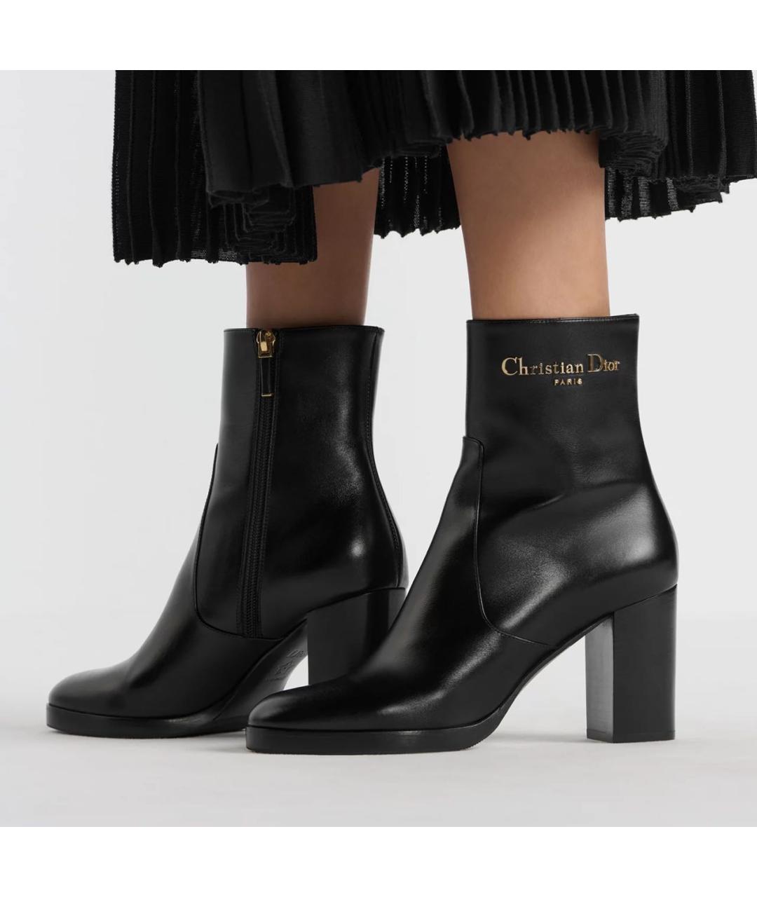 CHRISTIAN DIOR Черные кожаные ботинки, фото 4