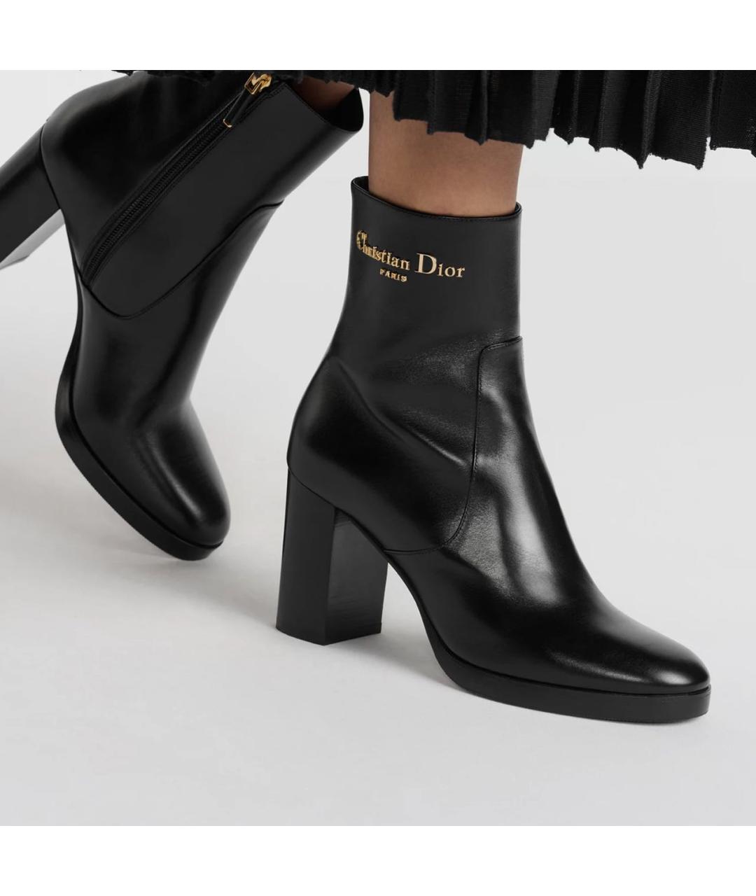 CHRISTIAN DIOR Черные кожаные ботинки, фото 3
