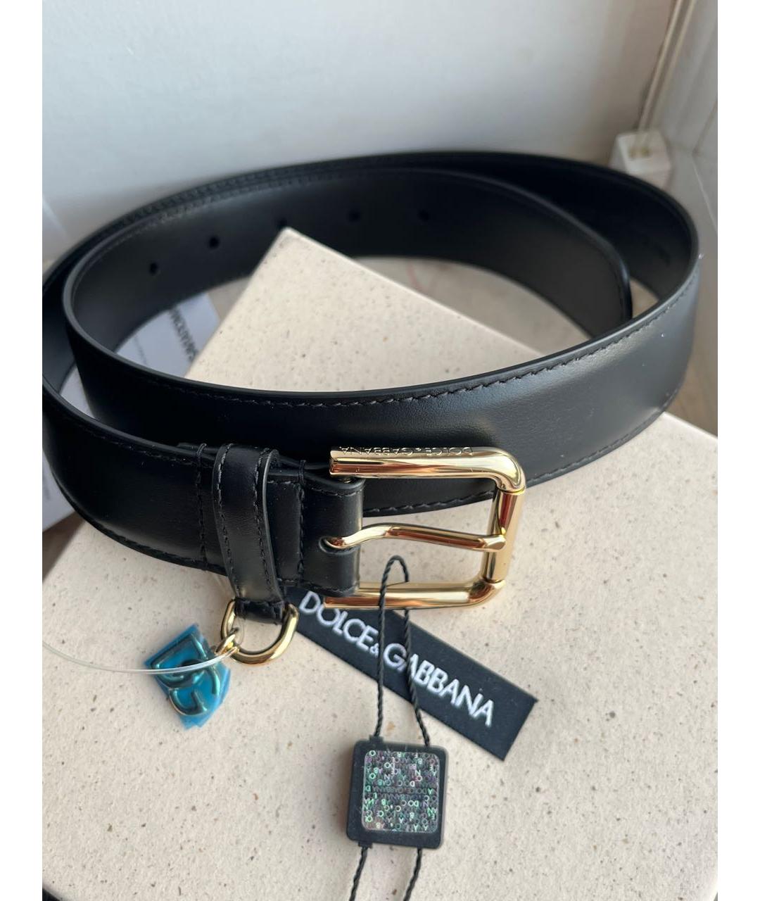 DOLCE&GABBANA Черный кожаный ремень, фото 4