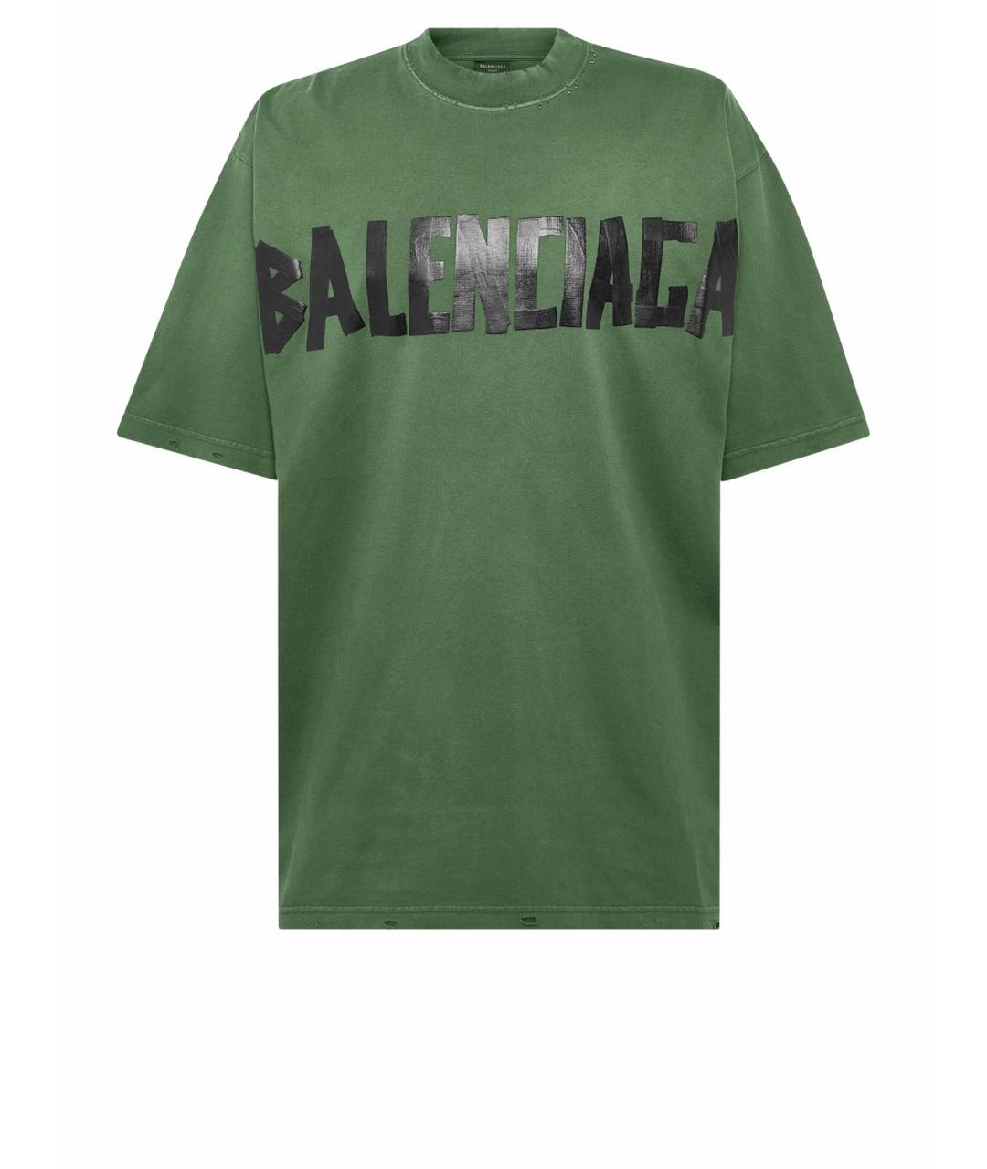 BALENCIAGA Зеленая хлопковая футболка, фото 1