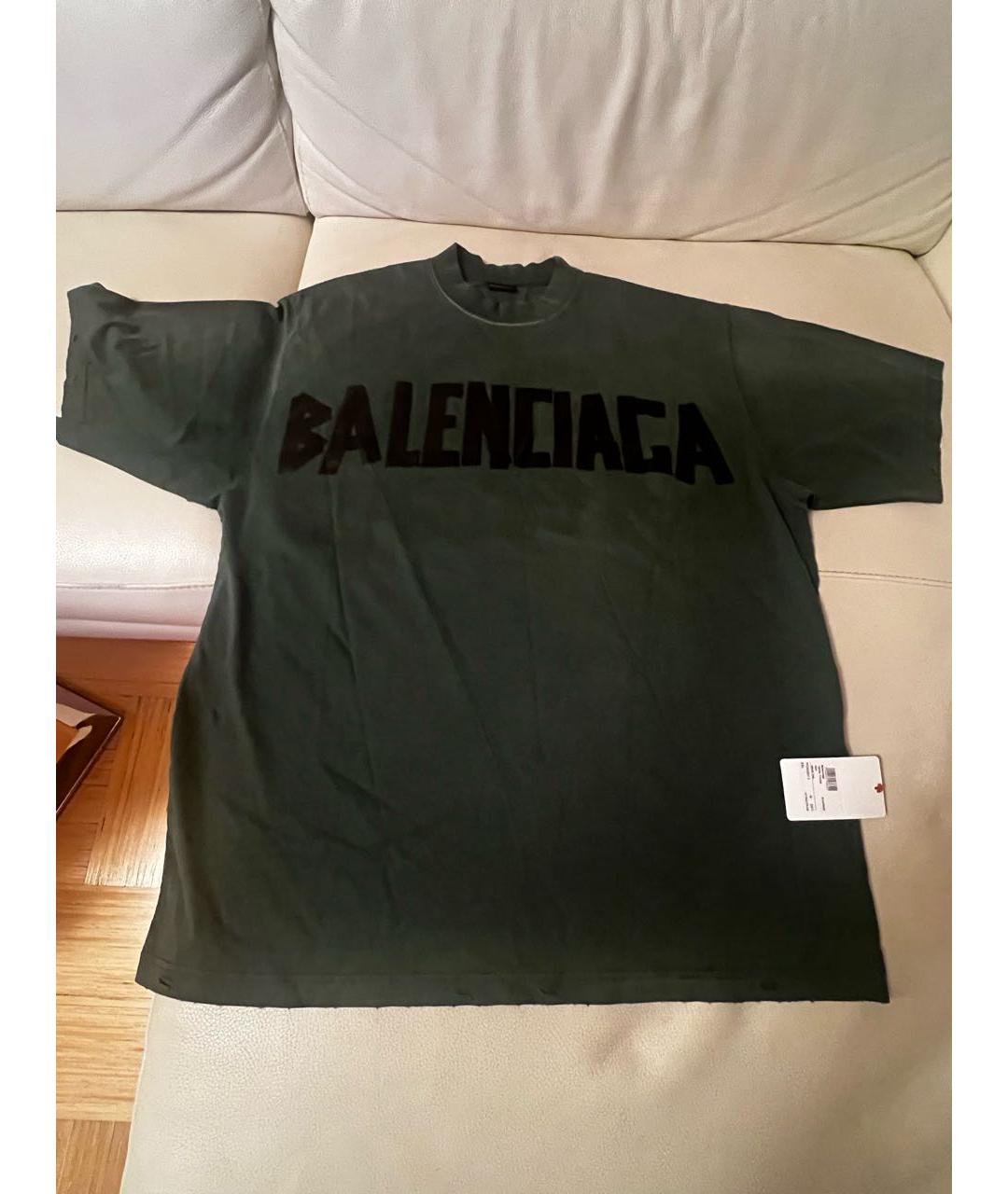 BALENCIAGA Зеленая хлопковая футболка, фото 4