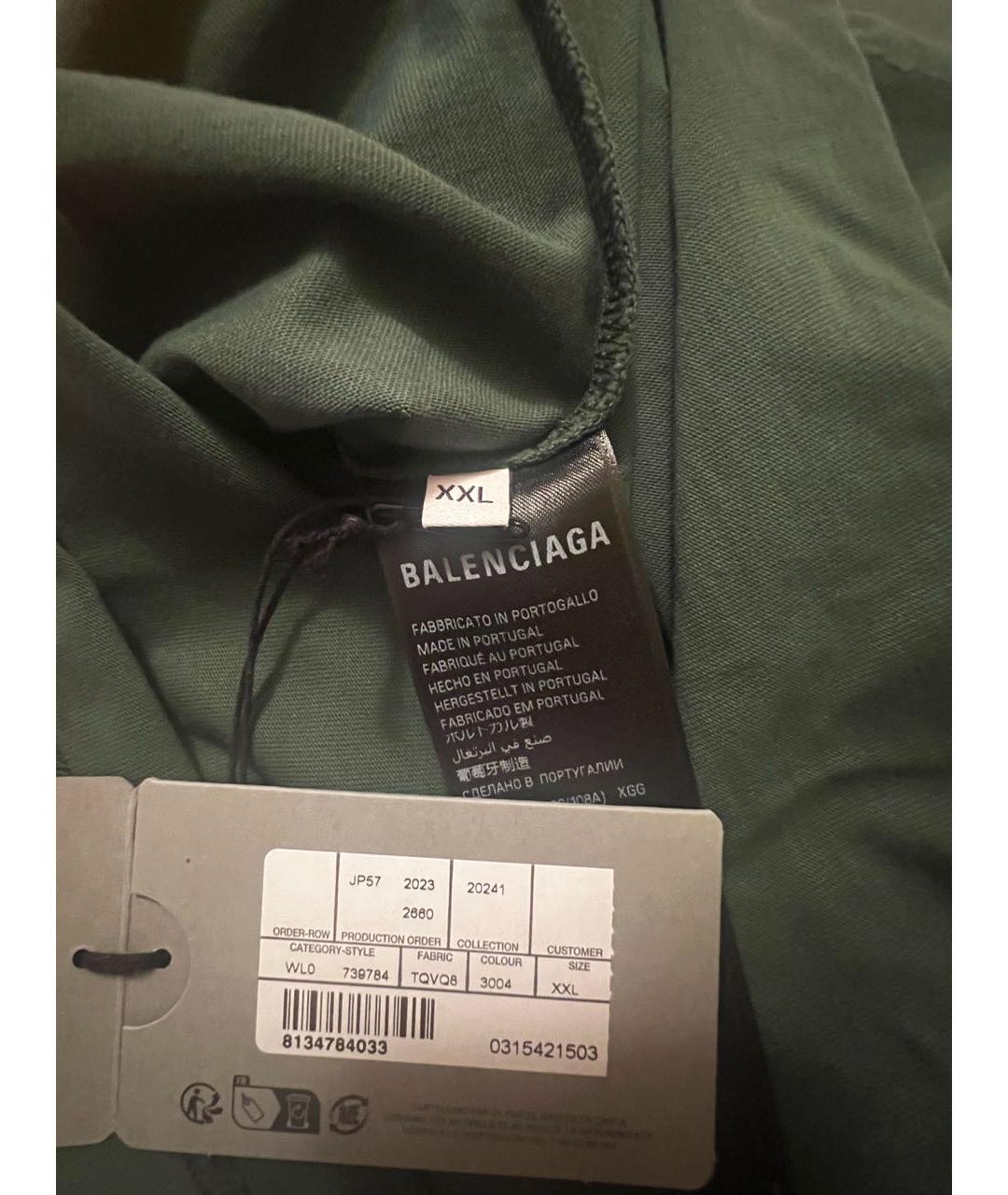 BALENCIAGA Зеленая хлопковая футболка, фото 6