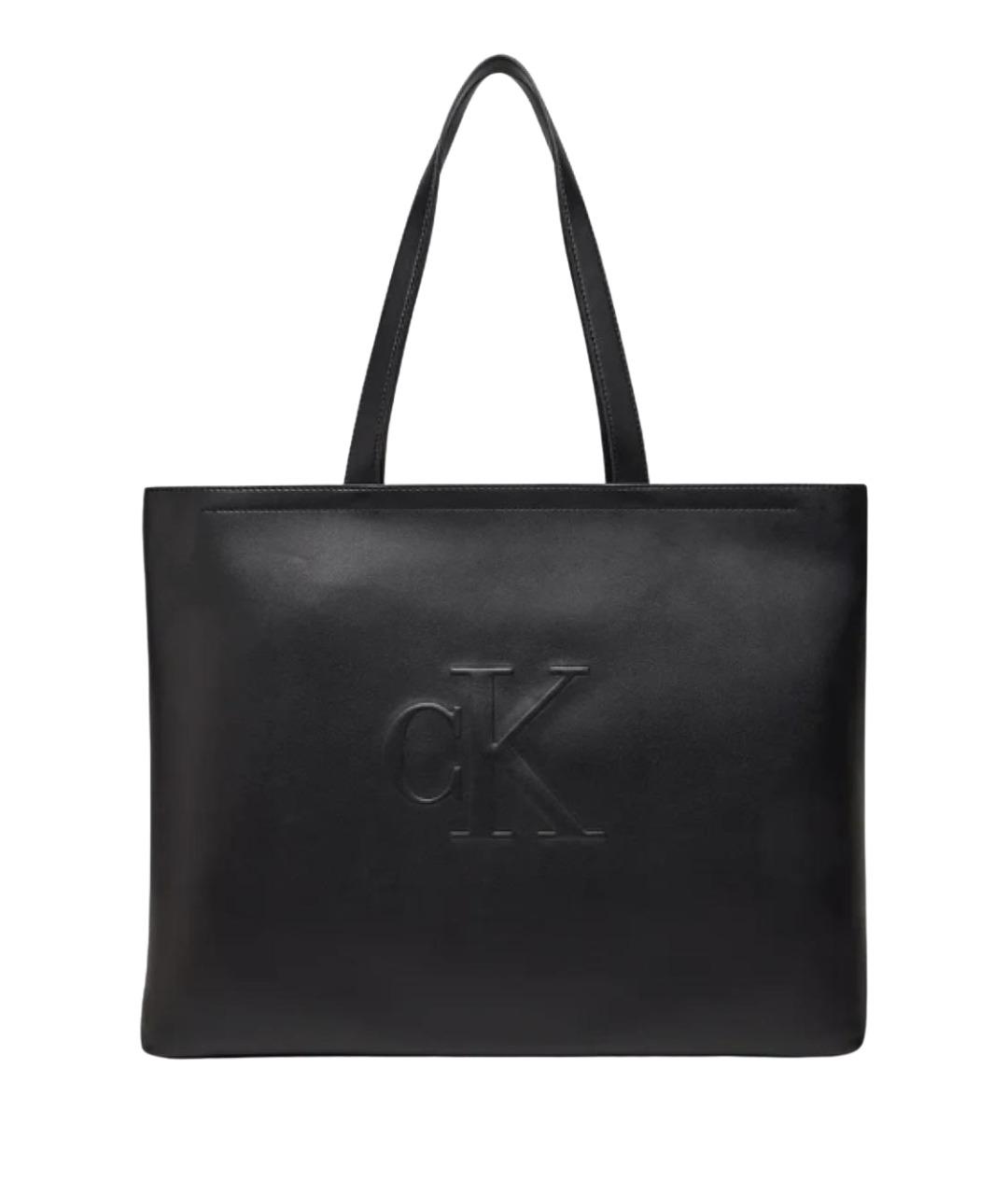 CALVIN KLEIN Черная сумка тоут из искусственной кожи, фото 1