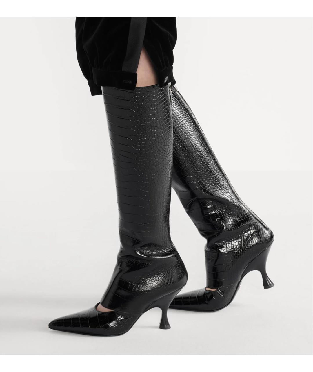 CHRISTIAN DIOR Черные кожаные сапоги, фото 2
