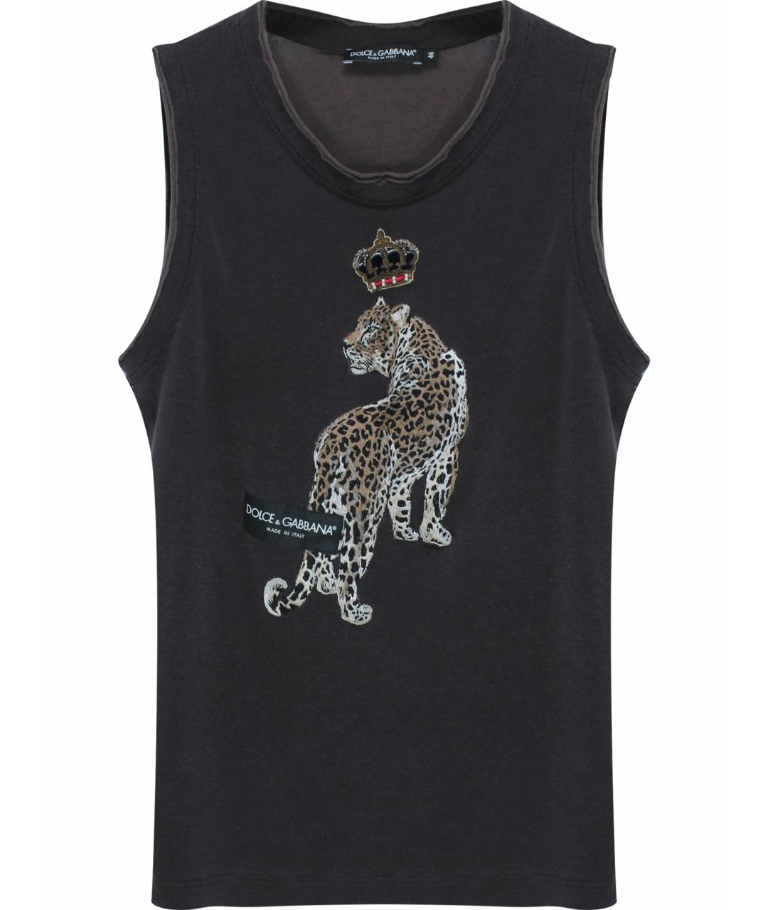 DOLCE&GABBANA Коричневая хлопковая футболка, фото 1