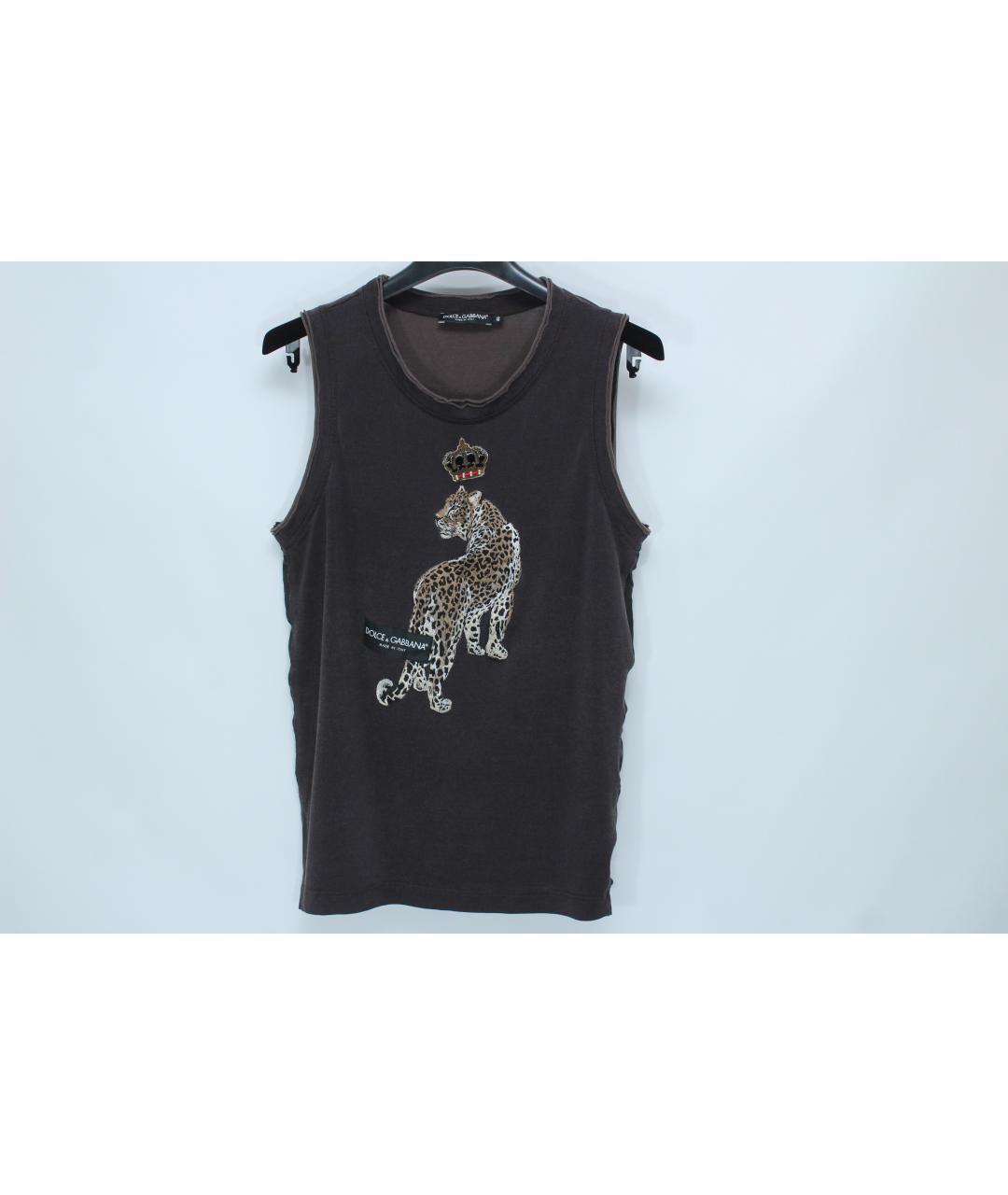 DOLCE&GABBANA Коричневая хлопковая футболка, фото 2