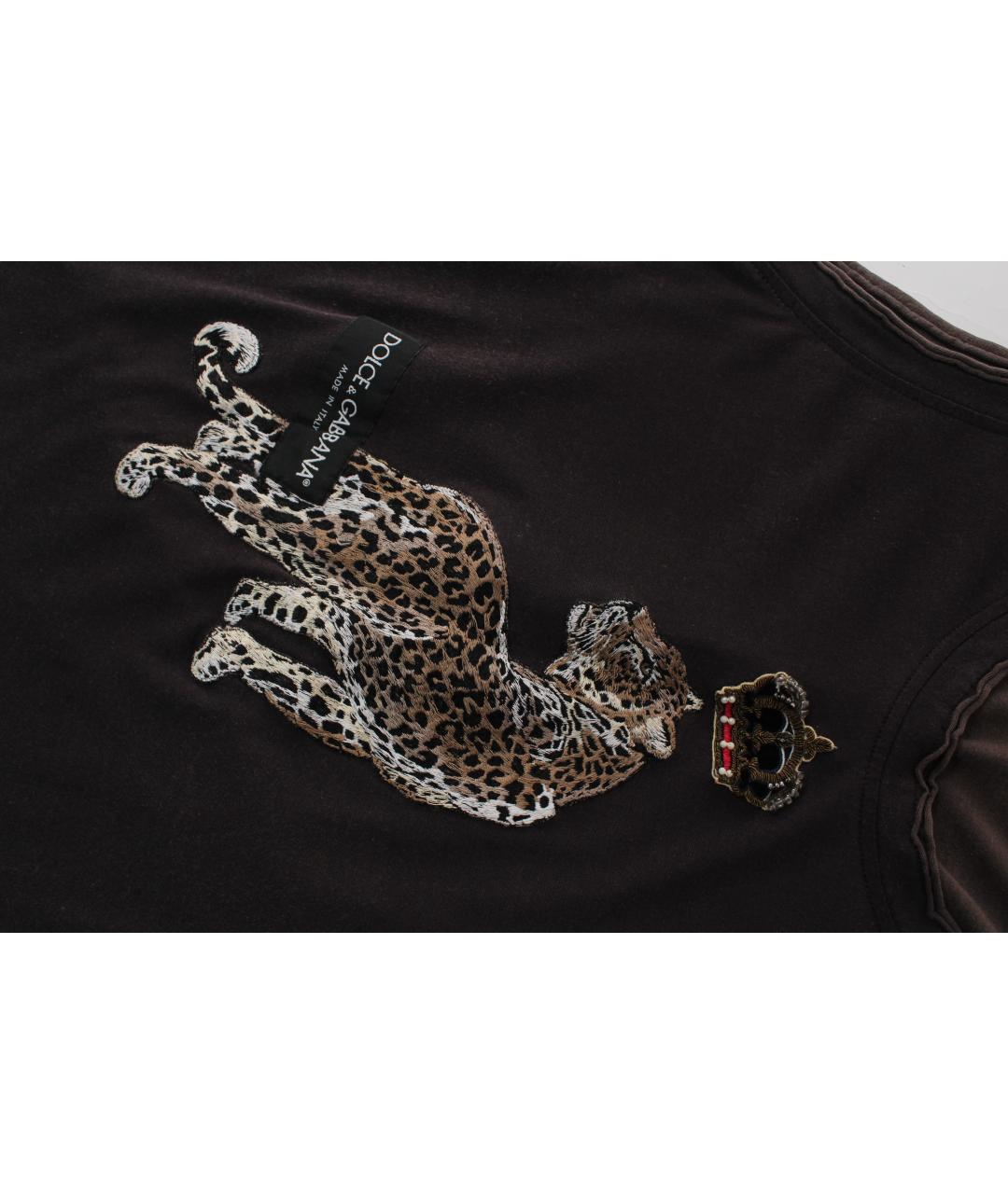 DOLCE&GABBANA Коричневая хлопковая футболка, фото 8