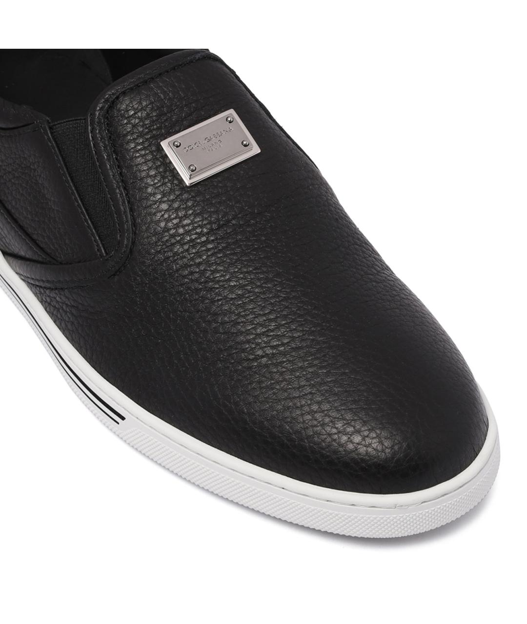 DOLCE&GABBANA Черные кожаные слипоны, фото 4